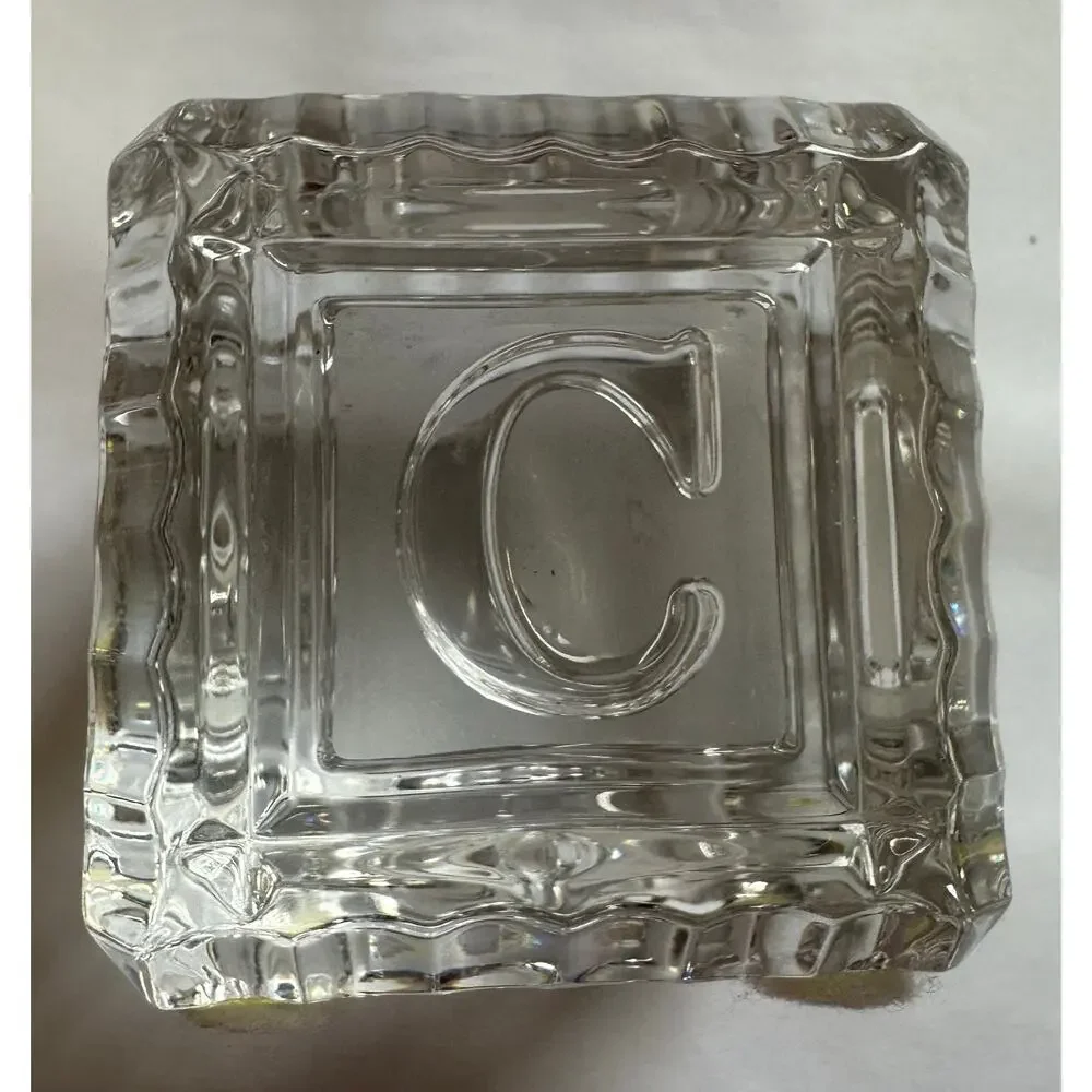 Waterford Crystal ABC Alphabet Baby Block Paperweight Signed Ireland 2